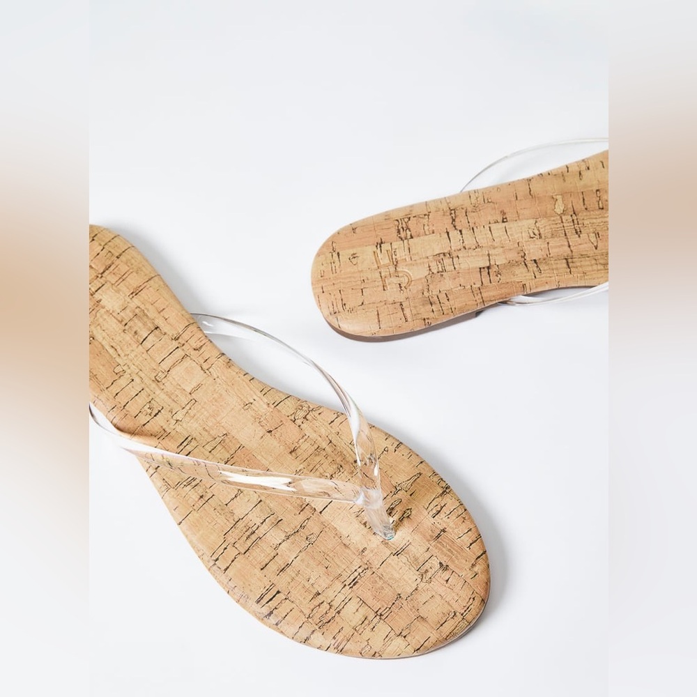 NWT JustFab Transparent Cork Women's Sandals in Size 8 or 10 - Picture 3 of 7